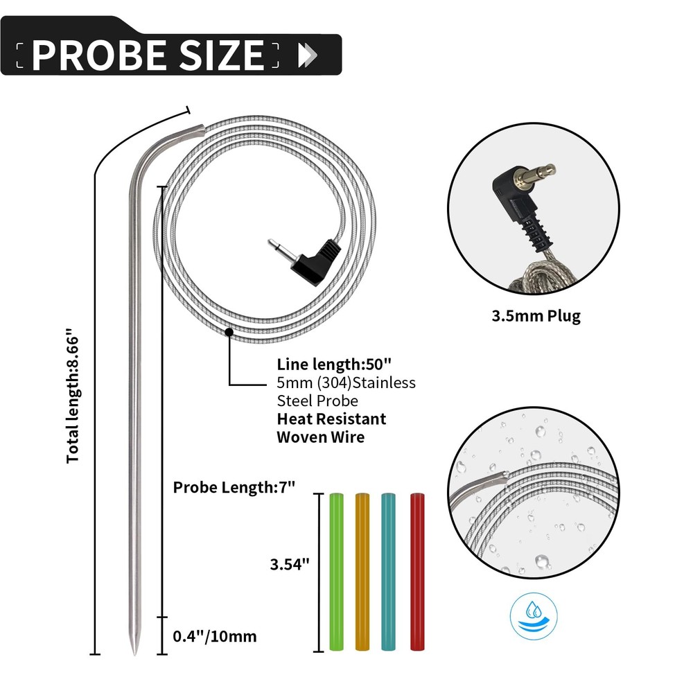 2-Pack Replacement Meat Probe for Masterbuilt 710 Digital 2 Pack