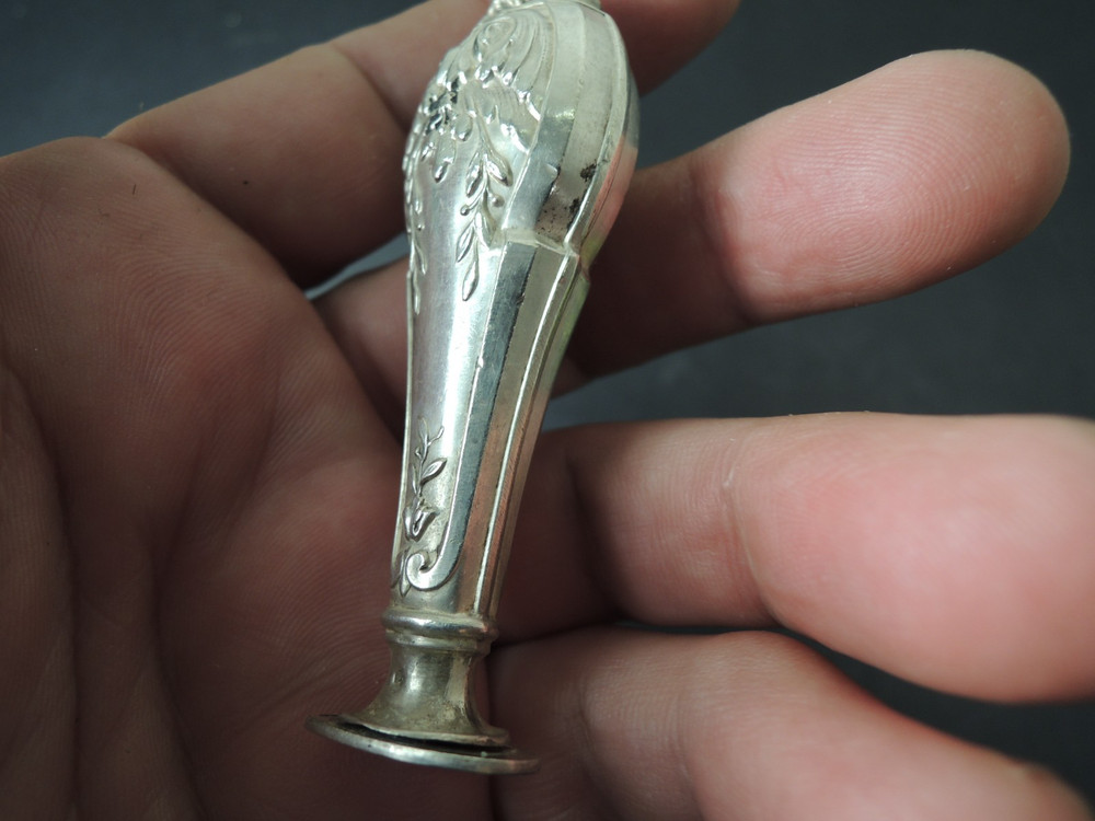 Antique 19th C. Solid Silver Rococo Wax Seal – Blank Matrix for Monogram