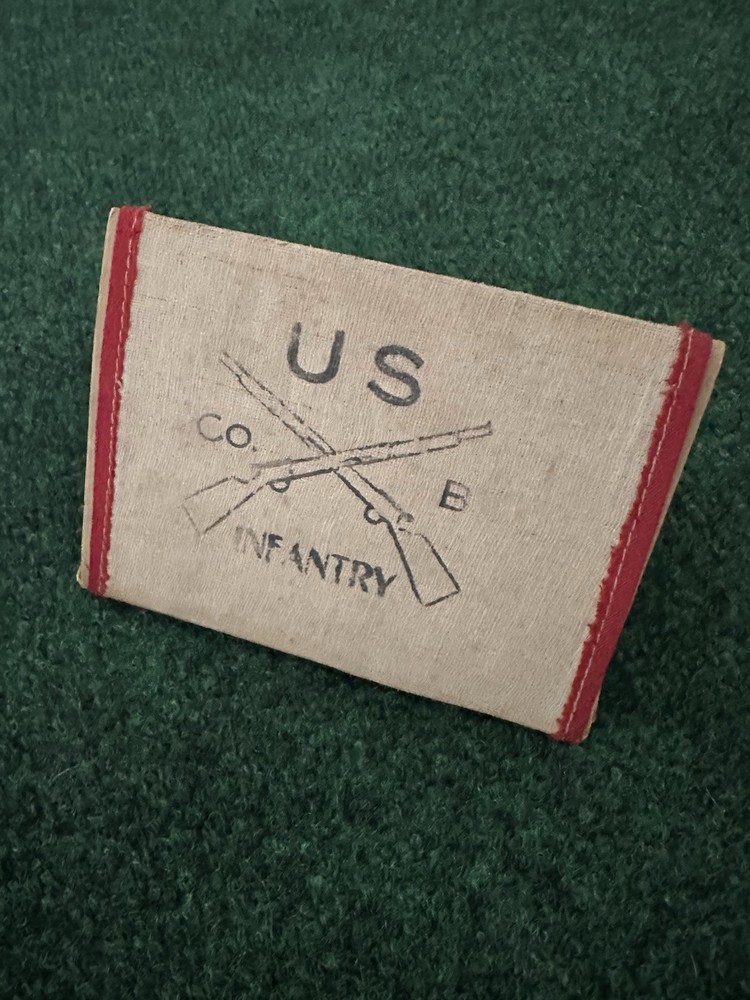 WWII US Army Infantry Co. Placard Cloth & Cardboard 5 x 4" Foldable, Scarce