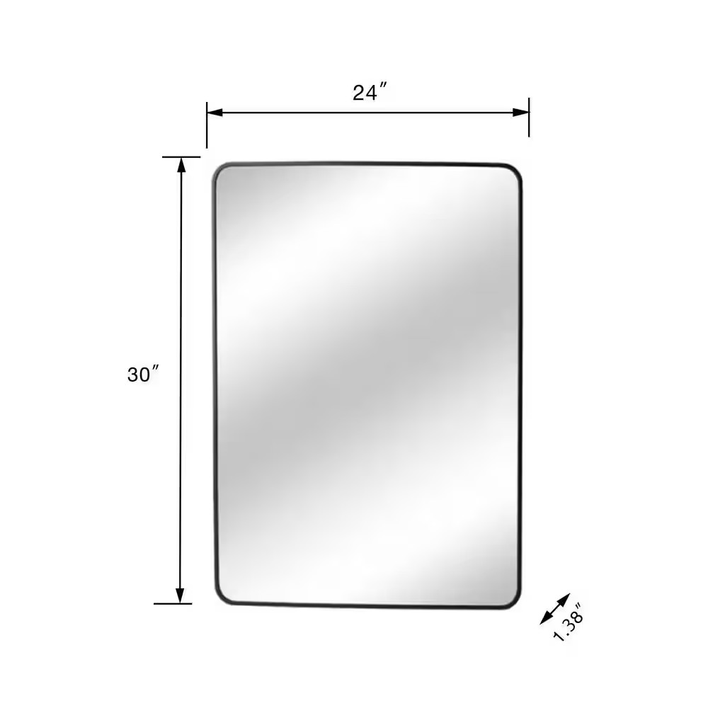Home Decorators 24 x 30 Rectangular Framed Wall Bathroom Vanity Mirror in Black