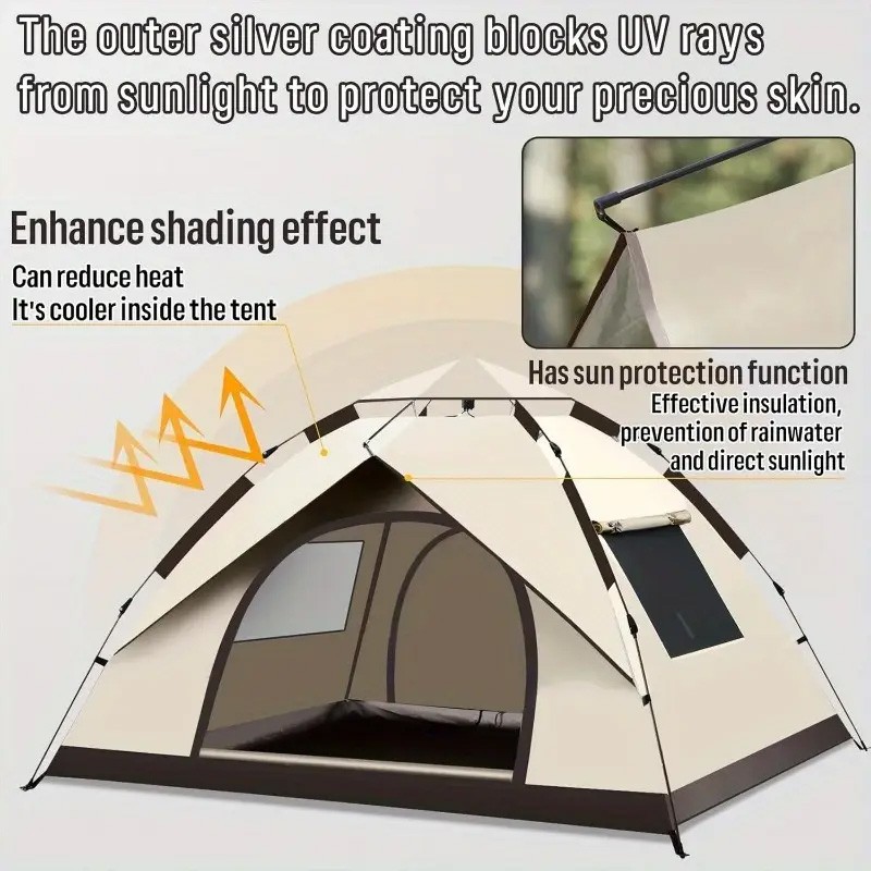 3-4 Person Automatic Camping Tent Hiking Instant Canopy Pop Up Tents Waterproof