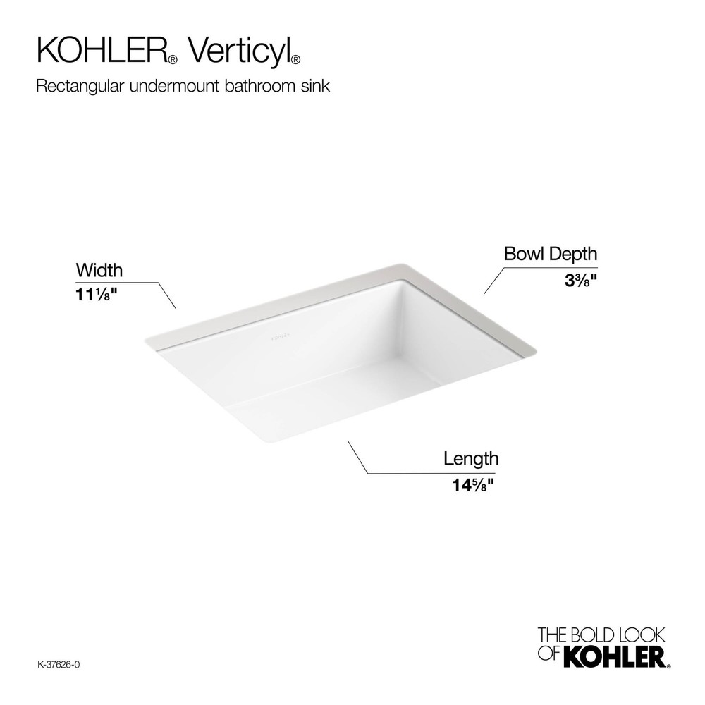 KOHLER 376260 Verticyl® 161/2" rectangular undermount bathroom sink