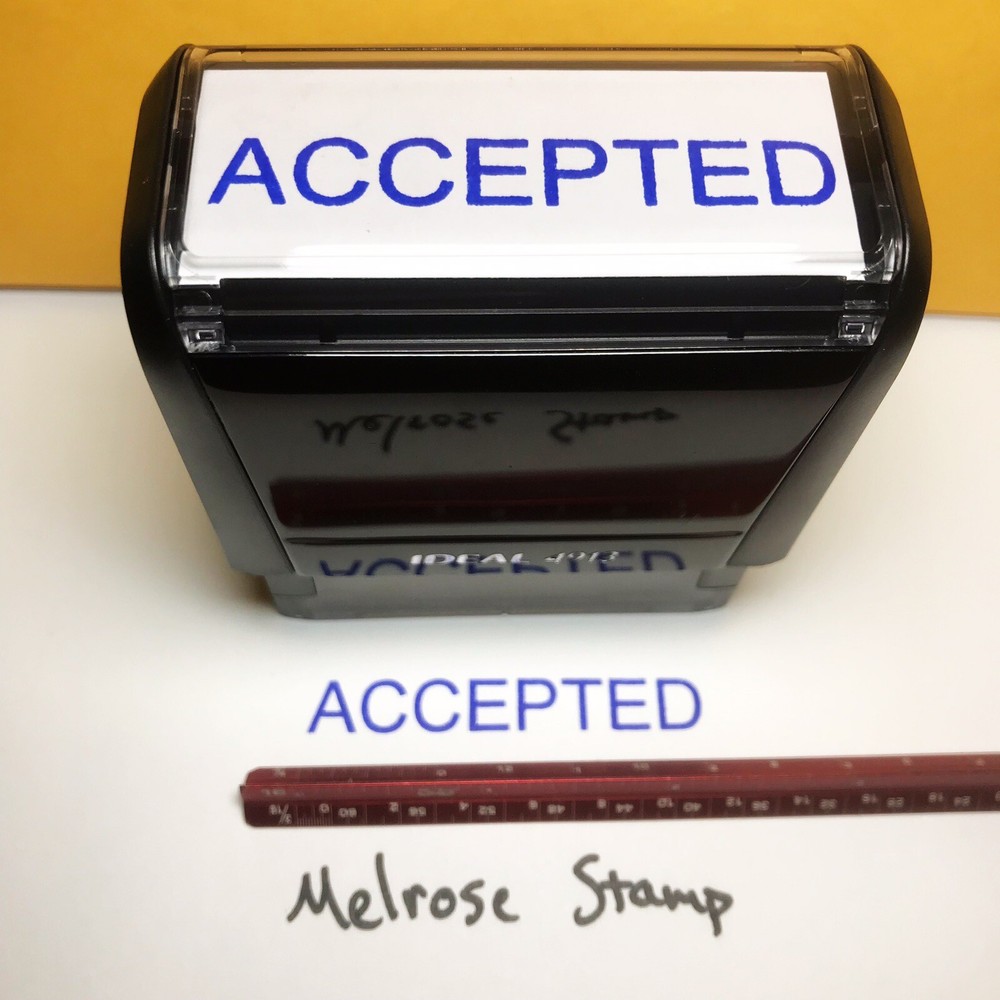 Accepted Rubber Stamp Blue Ink Self Inking Ideal 4913