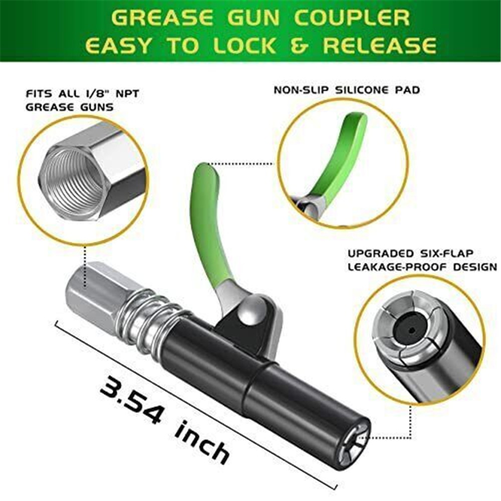 Grease Gun Coupler Strong Lock on Greases Gun Tip 10000 PSI Quick Release Lock