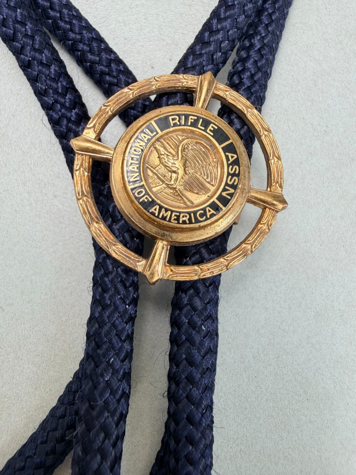 NRA National Rifle Association of Americ Member Vintage Gold Tone Bolo Tie Clasp