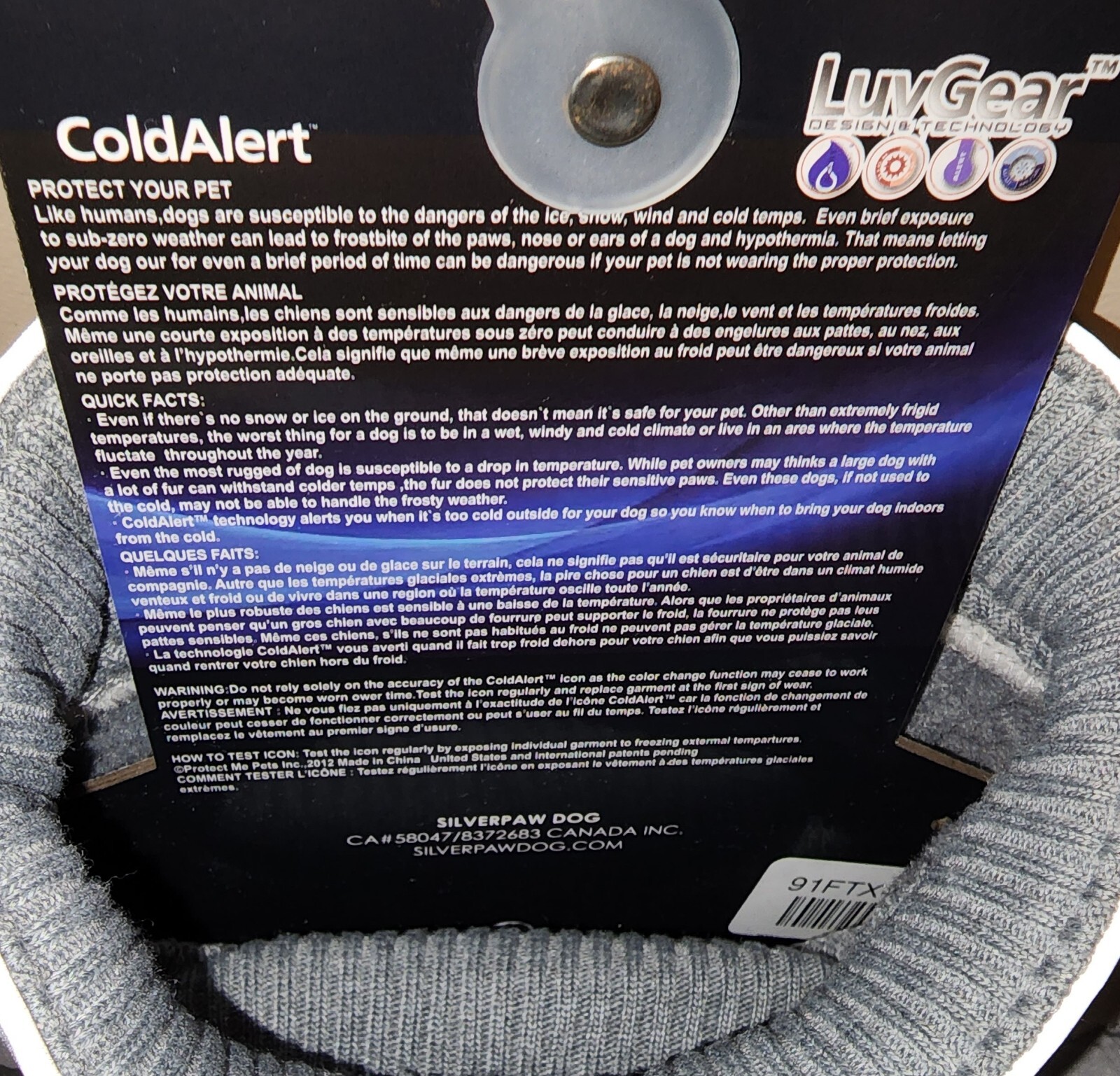 LuvGear Gray & Hot Pink Puffer Fleece Lined Puppy/Dog Coat/Jacket, Sm, Md, or Lg