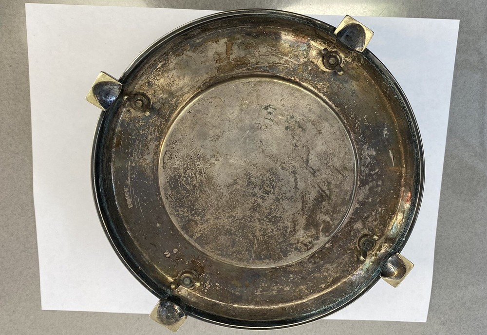 Vintage Ornate Silver plate Display Dome Base ? Statue Wine Holder?