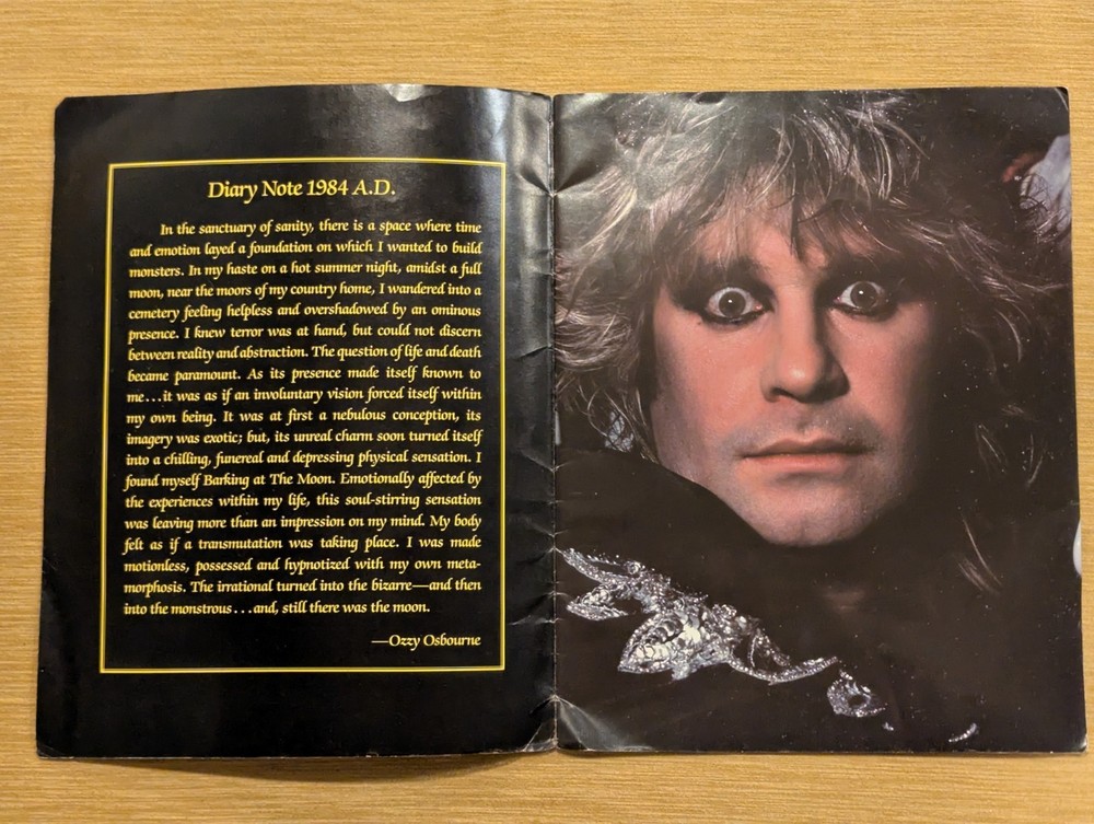 Ozzie Osbourne Bark at the Moon World Tour Book 1984 NICE!! 14"x11"