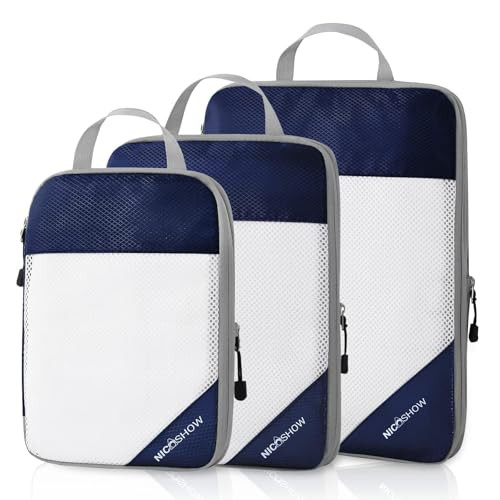3 Set Compression Packing Cubes, Packing Cubes for Travel Compression,