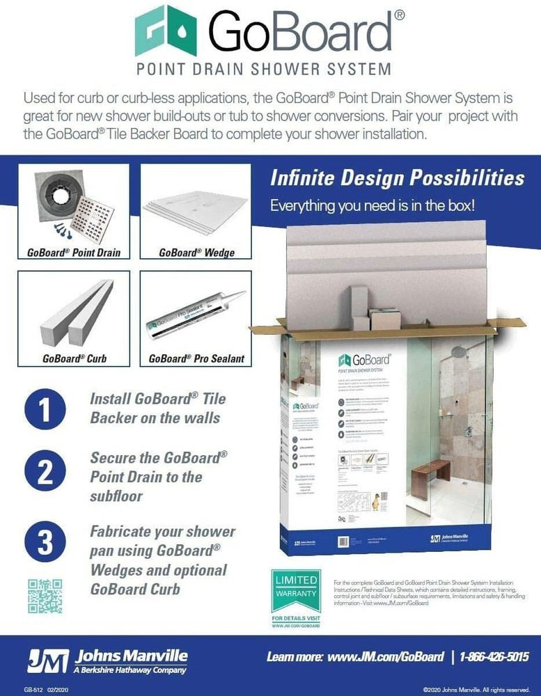 GoBoard Point Drain Shower Kit