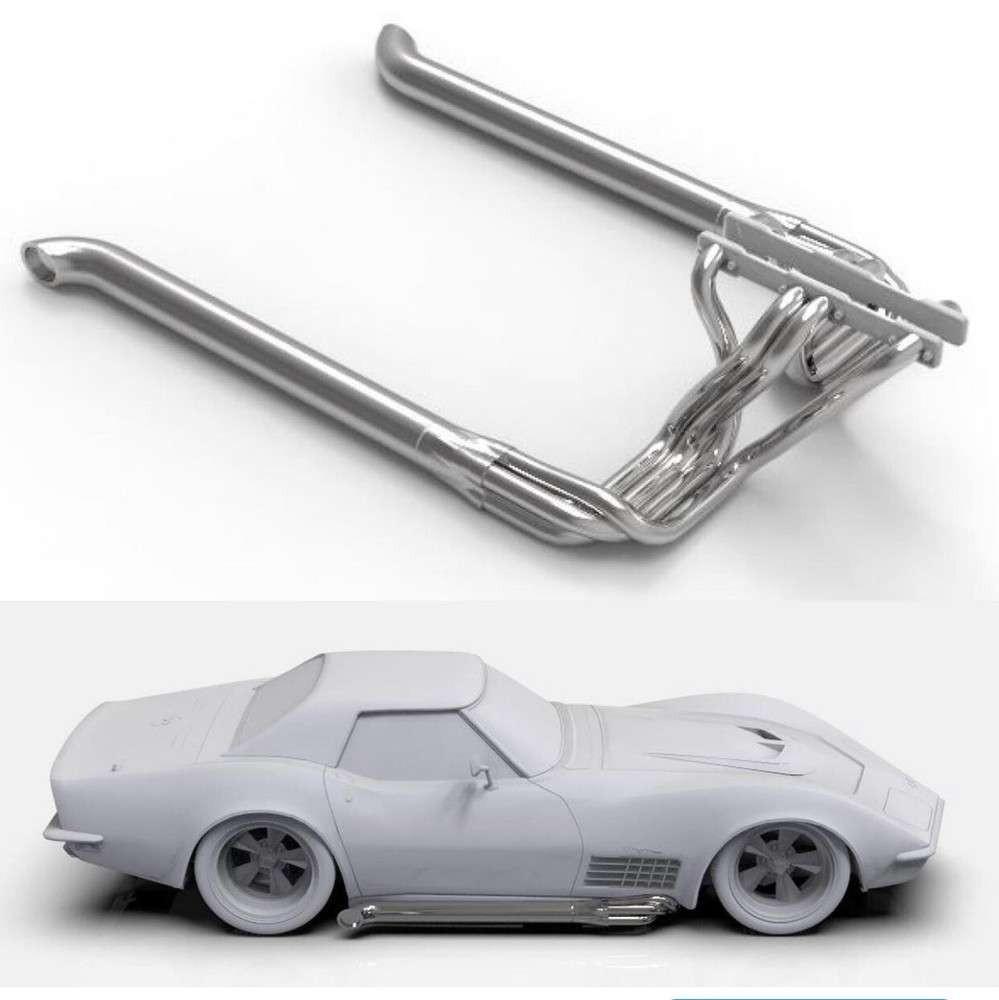 1:8 Corvette C3 side pipe headers. 7.5" Long 3D printed (Raw/unfinished)