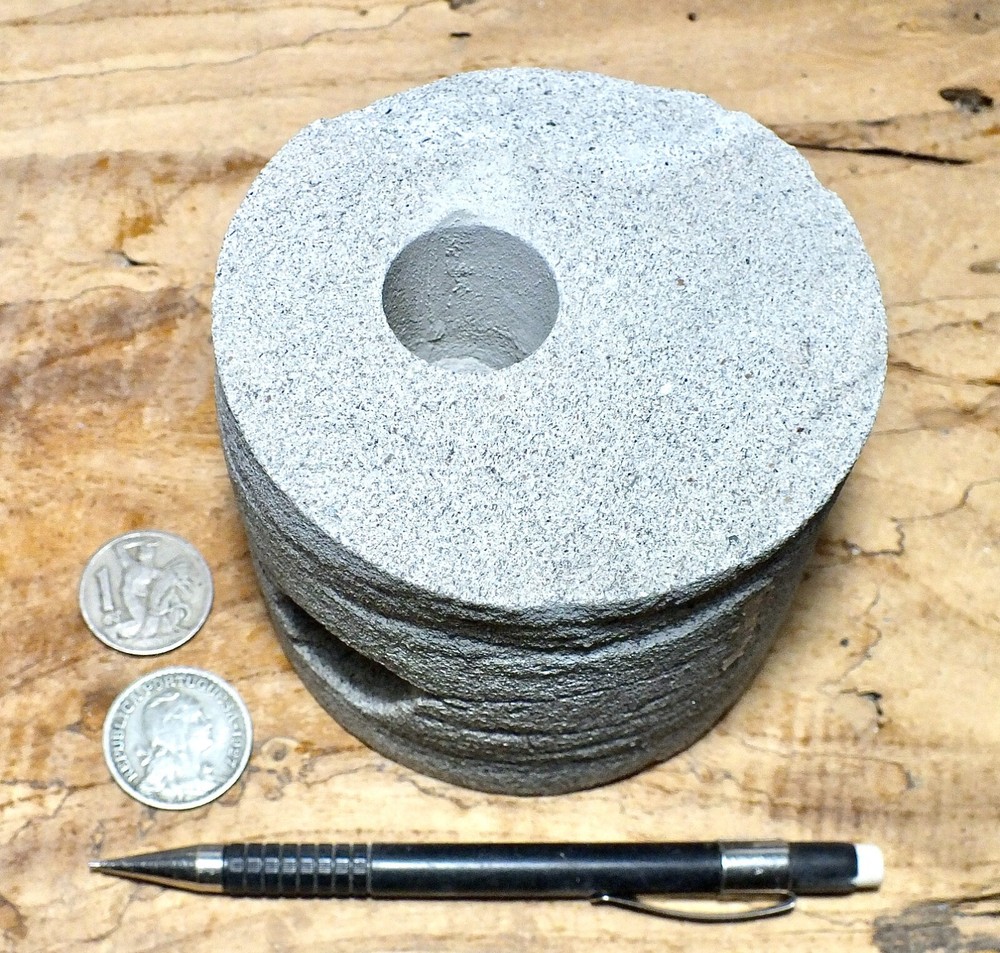 sandstone - 4" diameter oil well core section from the Stevens Sand