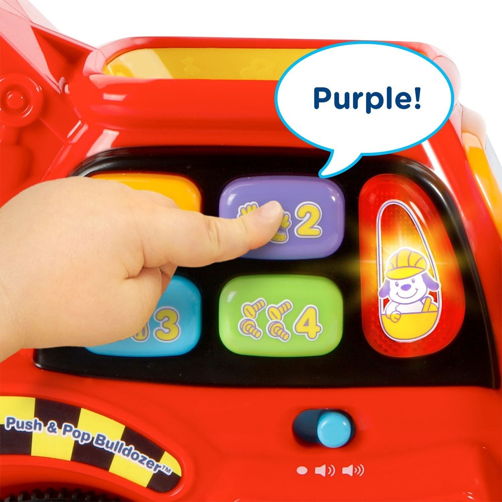 VTech Pop-a-Balls Push & Pop Bulldozer, Red - Interactive Toy