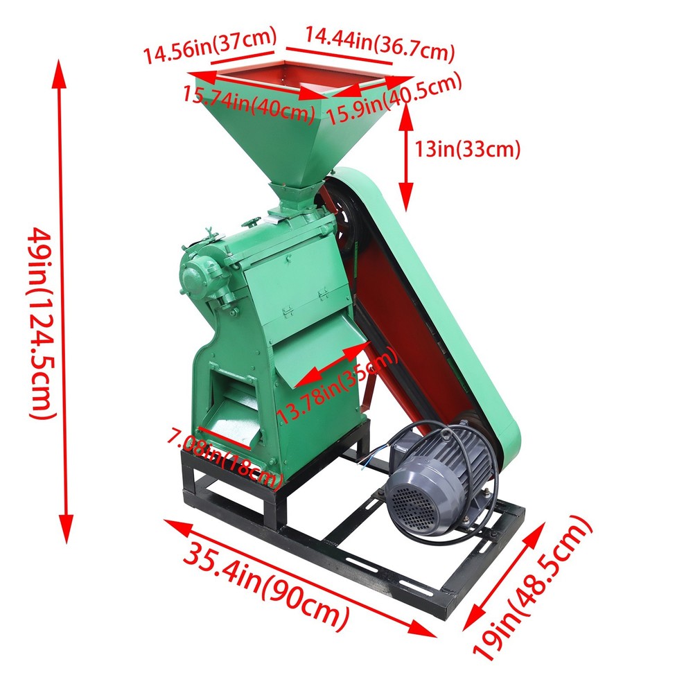 220V Corn Dehuller& Grits Processor,880‑1540lb/h Corn Peeling&Grinding Machine
