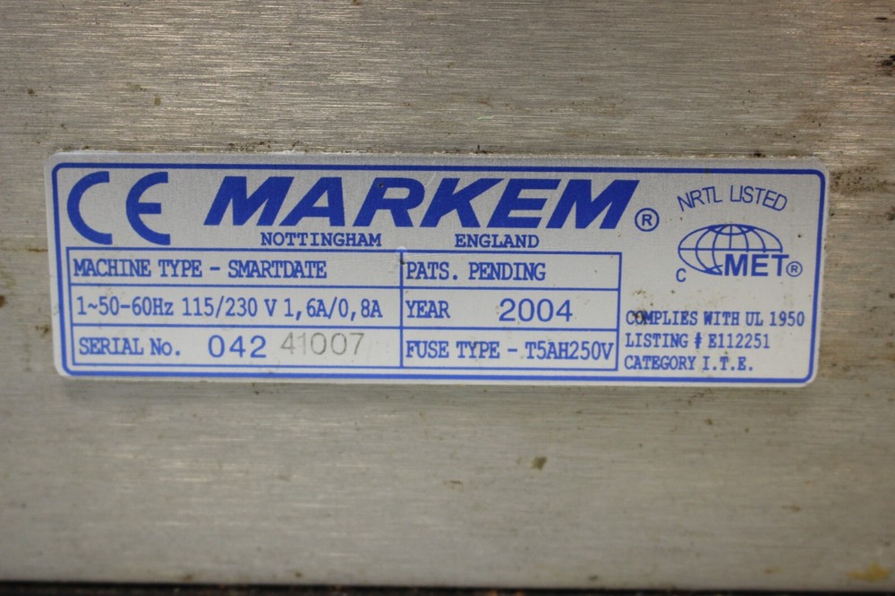 MARKEM SMARTDATE / 3 Thermal Transfer Coder Continuous Printer With Key