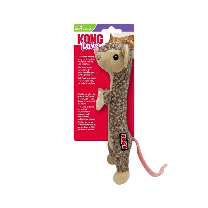 KONG Luvs Crinkle Textured Cat Toy Stuffed with Catnip (Mouse) Assorted