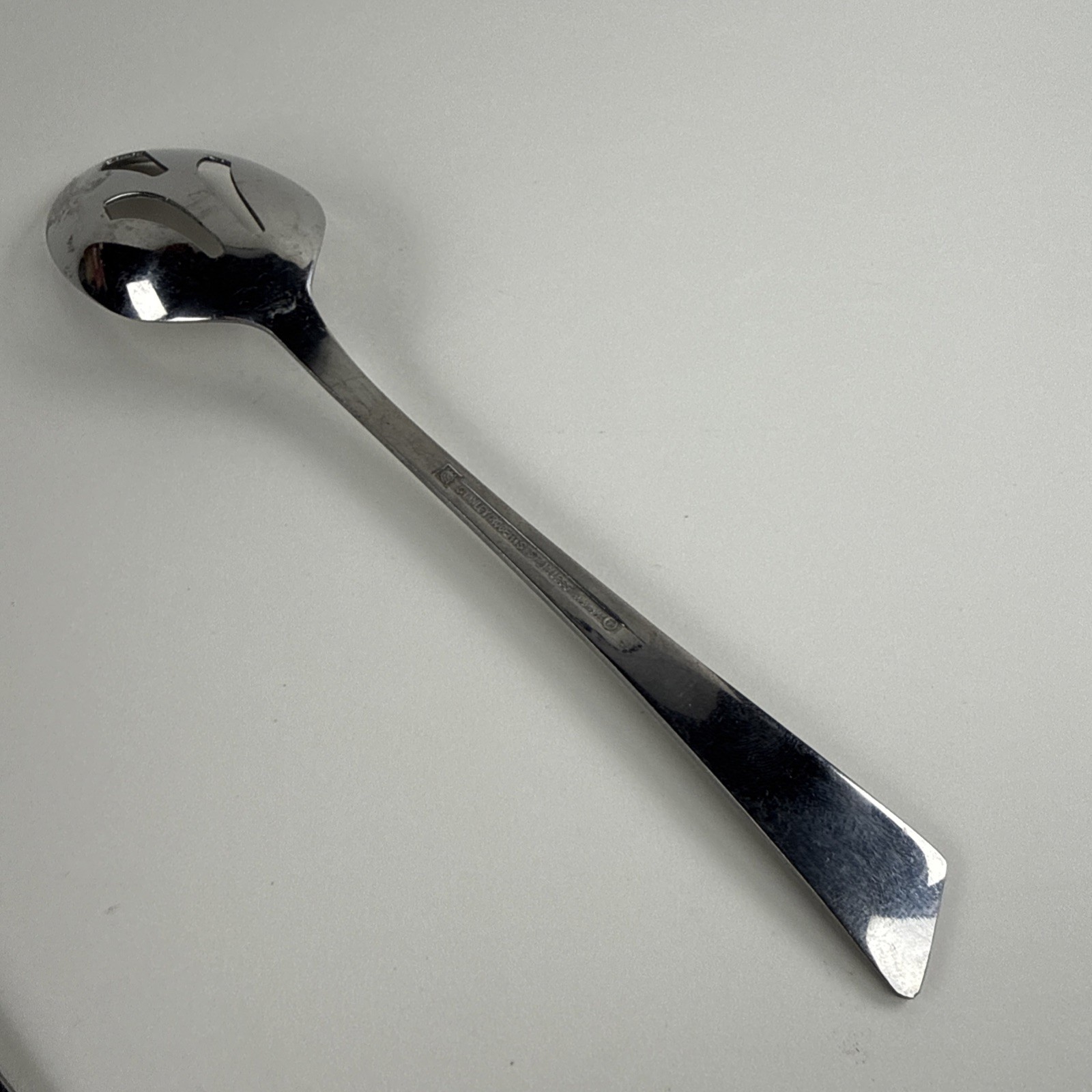 Vtg Stanley Roberts Japan Stainless Steel Serving Set MCM Pierced Spoon Fork 2pc