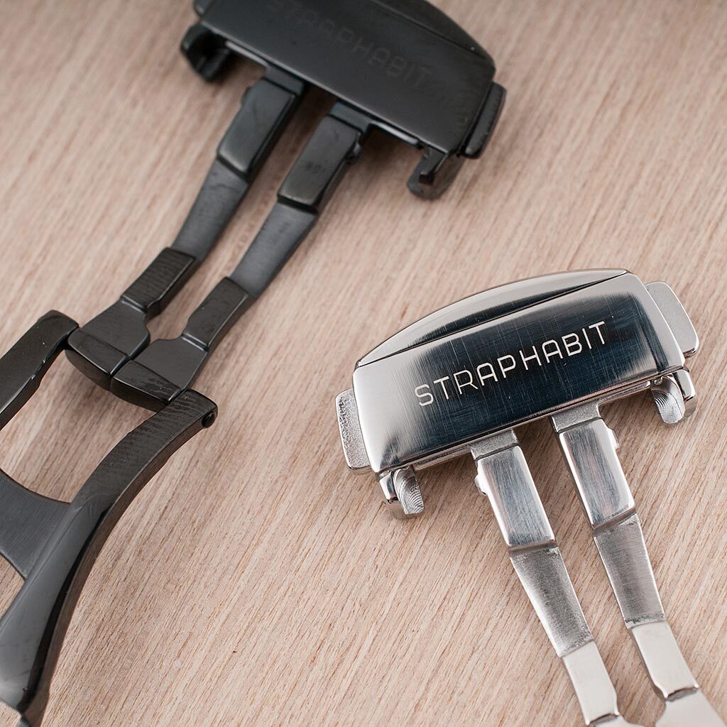 Single Fold Deployant Watch Buckle Clasp Deployment Silver Black Butterfly tag