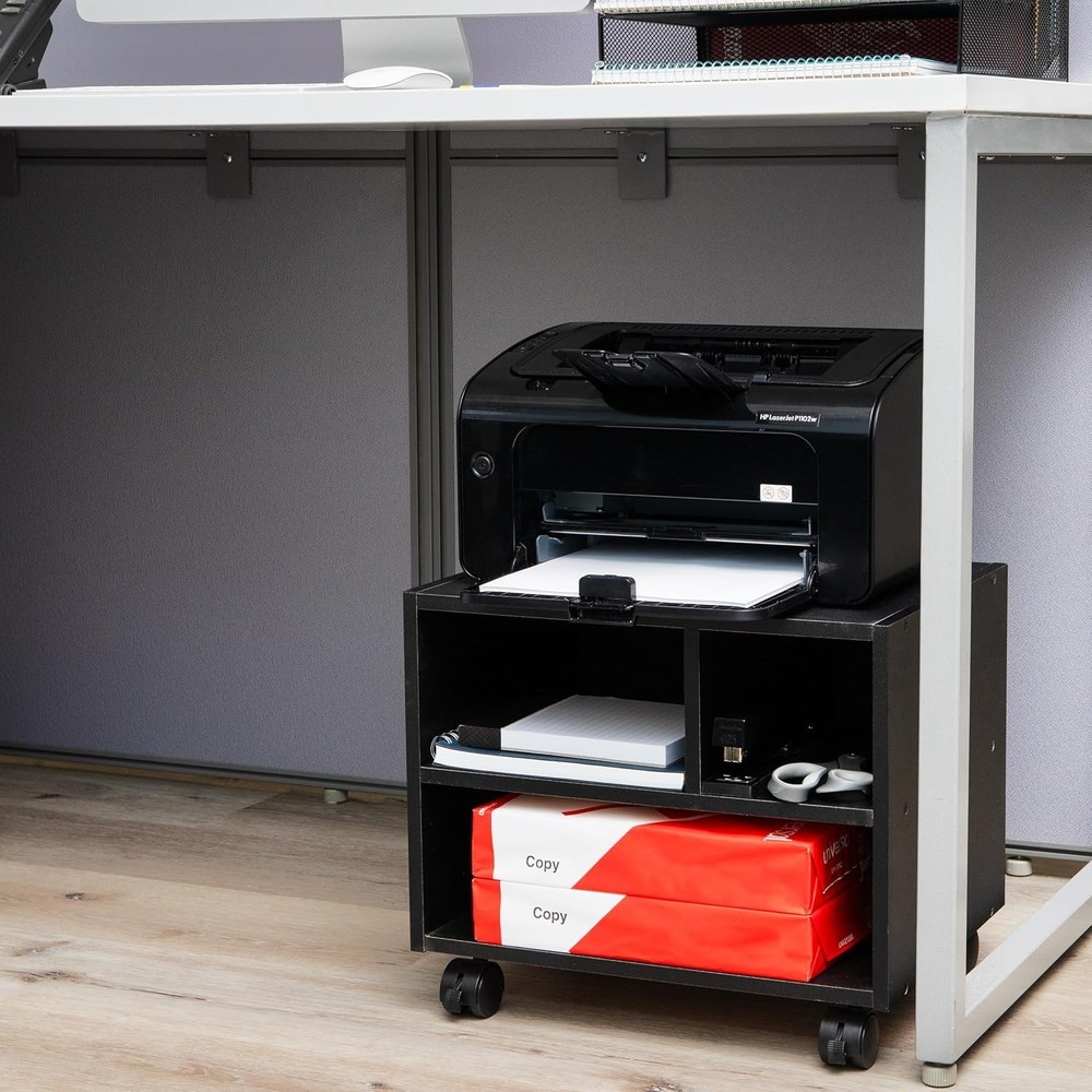 Rolling Printer Cart Utility Cart Printer Stand Under Desk Storage Office MDF