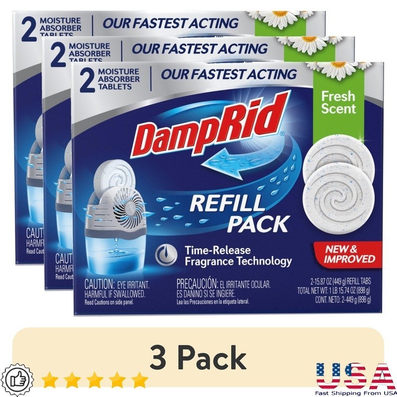 Fast Acting Moisture Absorber Drop In Tablets Odor Eliminator Refill Pack New