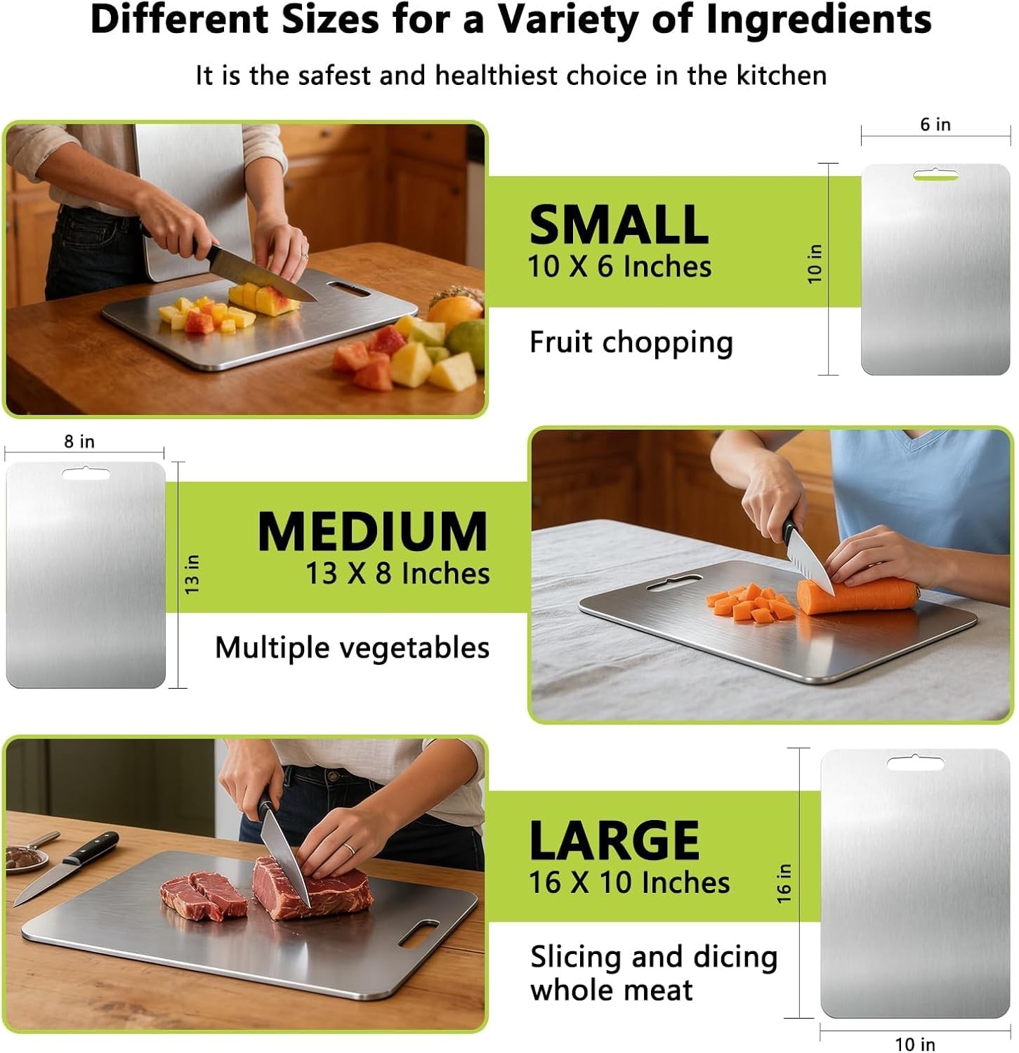 2026 New Food-Grade 100% Pure Titanium Cutting Board Set of 3, Double Sided Cutt