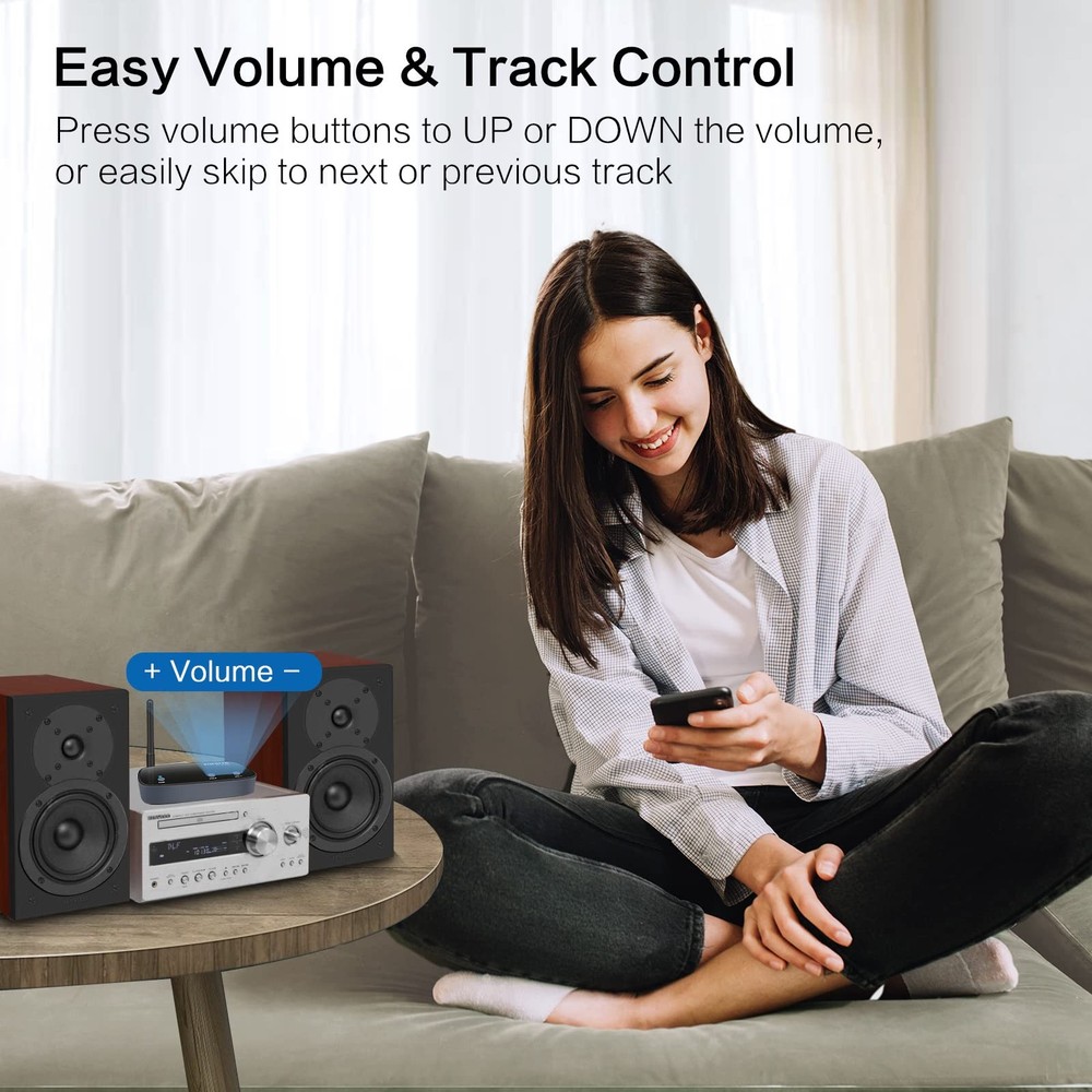 Long Range Bluetooth Audio Adapter, HiFi Wireless Adapter for Home Stereo/Wir...