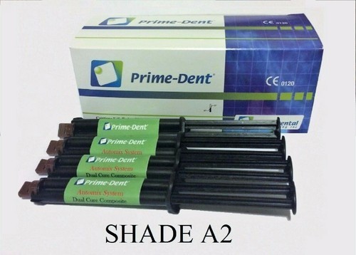 Prime-Dent Dual Cure Automix Dental Luting Cement 4 Syringe Kit Natural or White