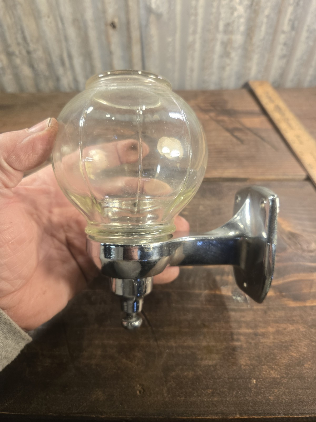 Vintage Wall Mount Soap Dispenser Chrome Glass Complete