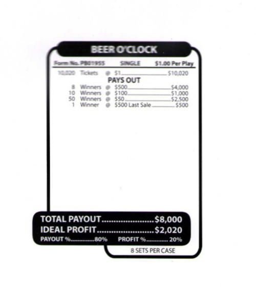 Pull Tab Ticket - Jar - Game - Beer O'Clock - 10,020 ct