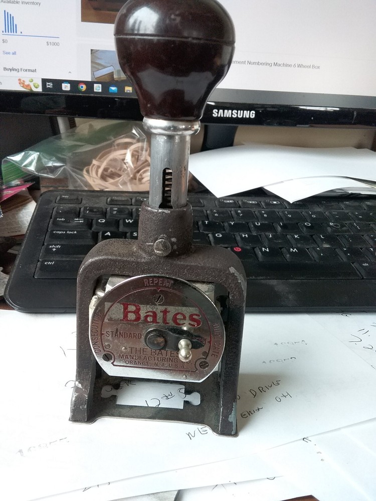 vintage bates numbering machine 6 Wheels Style E