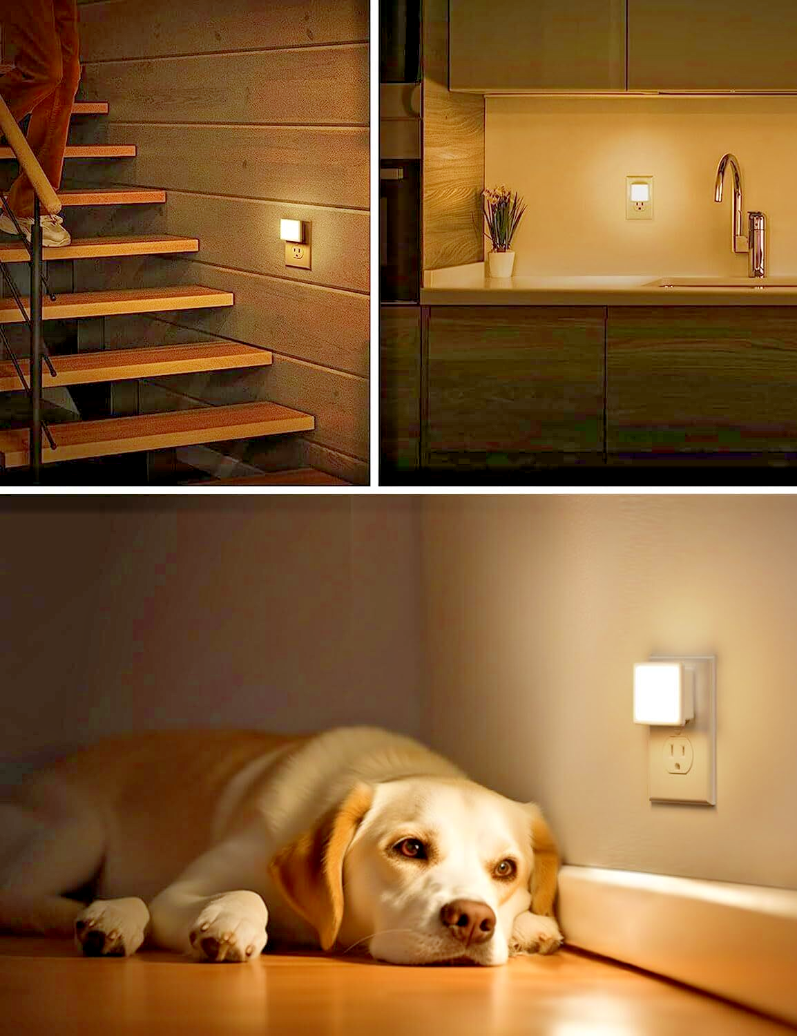 2 X Plug in LED Night Light 3000K Soft White .3W Bright Auto Dusk to Dawn Sensor