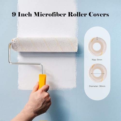 Paint Rollers, 5 Pack, 9 Inch Paint Roller Covers, Microfiber Paint Rollers,