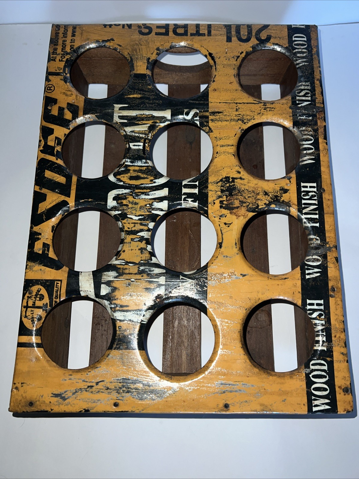 Vntg Pub Bar Wooden & Tin Metal 12 Beer/Soda Bottles/Glasses Holder Carry Tray