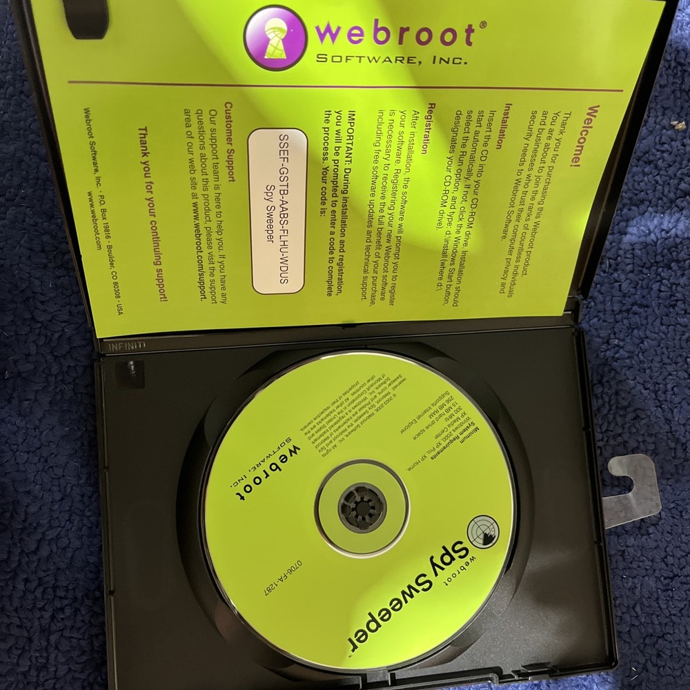 Webroot Spy Sweeper Windows Vista XP 2000 Computer Software CD-ROM in Case 2007