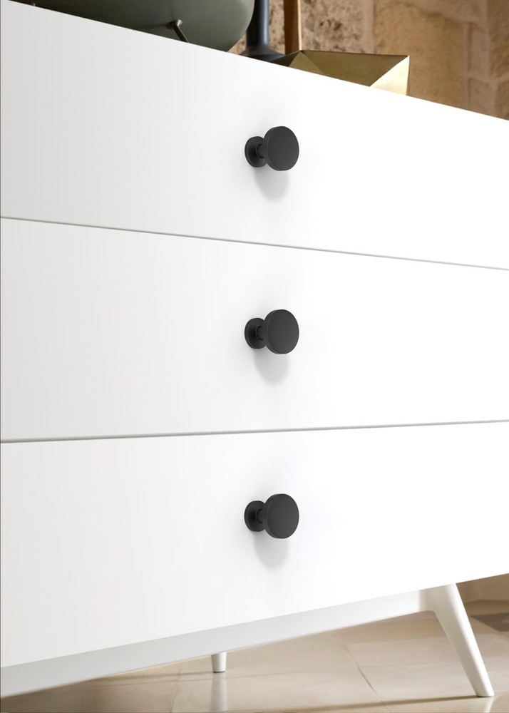 10 Pack Matte Black Cabinet Knobs 1-1/5 Inch(30mm) Single Hole Cabinet Pulls ...