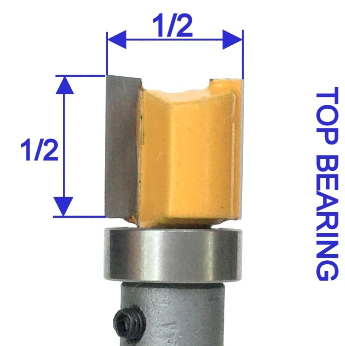 1 pc 1/4" Shank with Top Bearing Dado 1/2x1/2 Blade Flush Trim Pattern Bit G