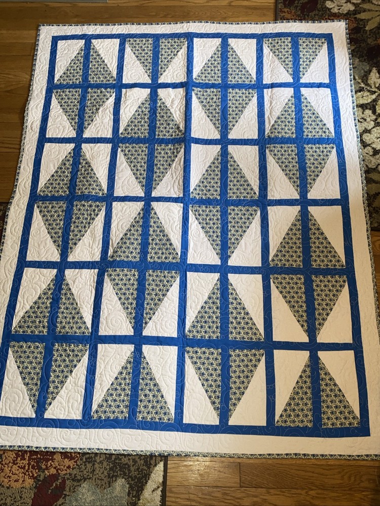 Homemade Patchwork Lap Quilt 44” X 57”