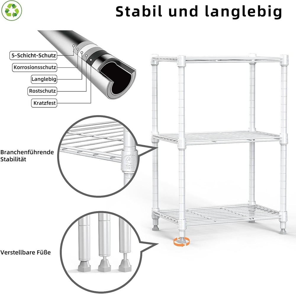 Adjustable 450 lbs Capacity Wire Shelving Unit - Essential Storage Solution