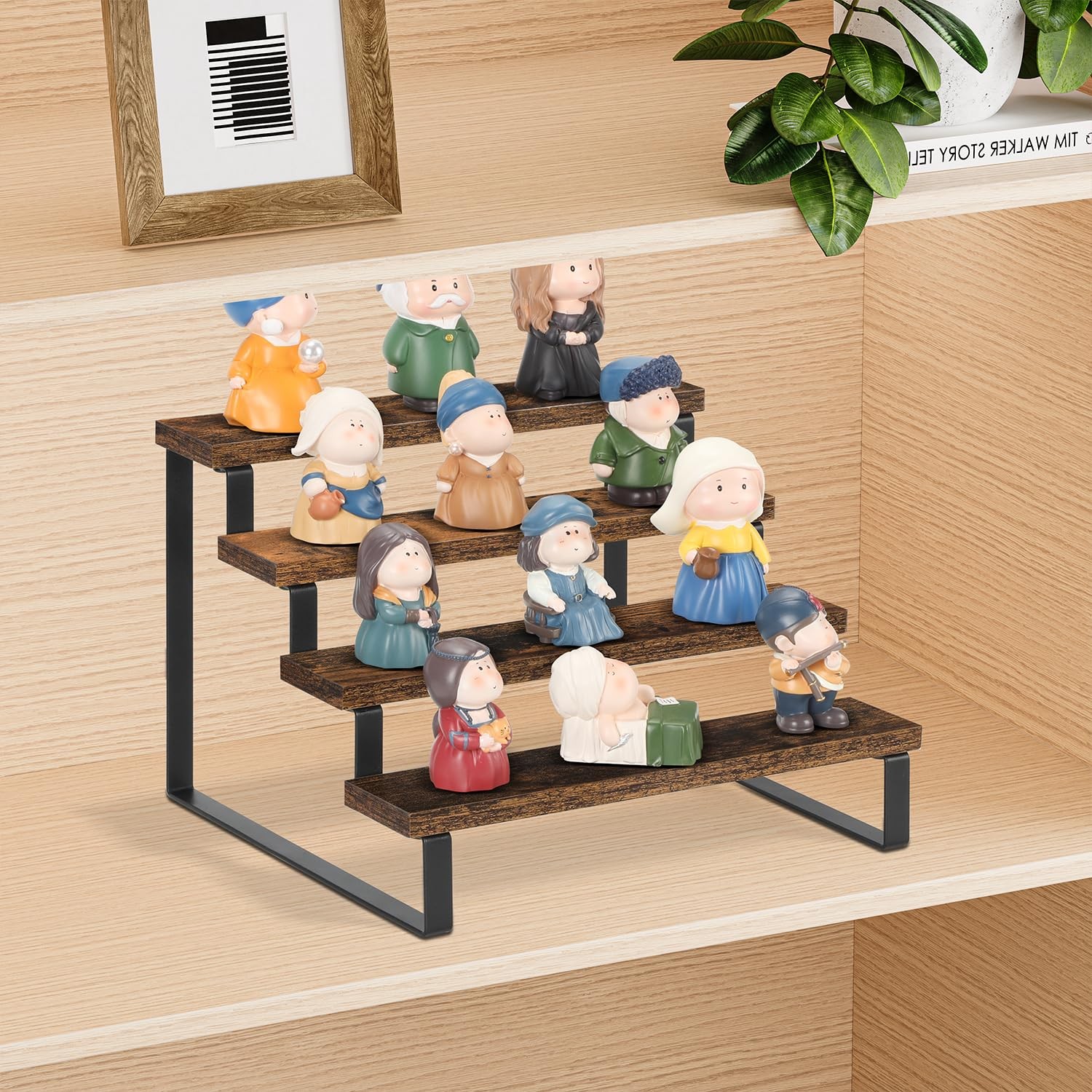 Wooden Display Riser Stand, Tiered Perfume and Cologne Organizer Stand, 4 Tier S