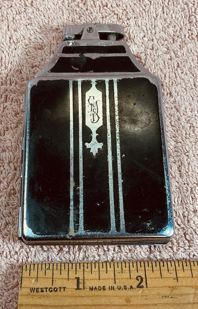 Vintage Ronson Cigarette Case & Lighter W/ Initials. Untested.