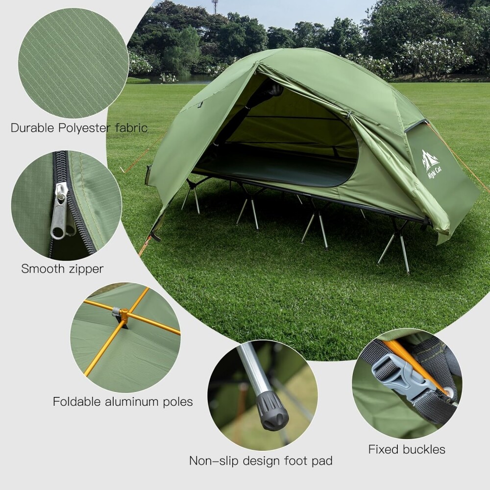 Night Cat Camping Cot Tent Waterproof 1-Person Off-Ground Combo Cot Bed