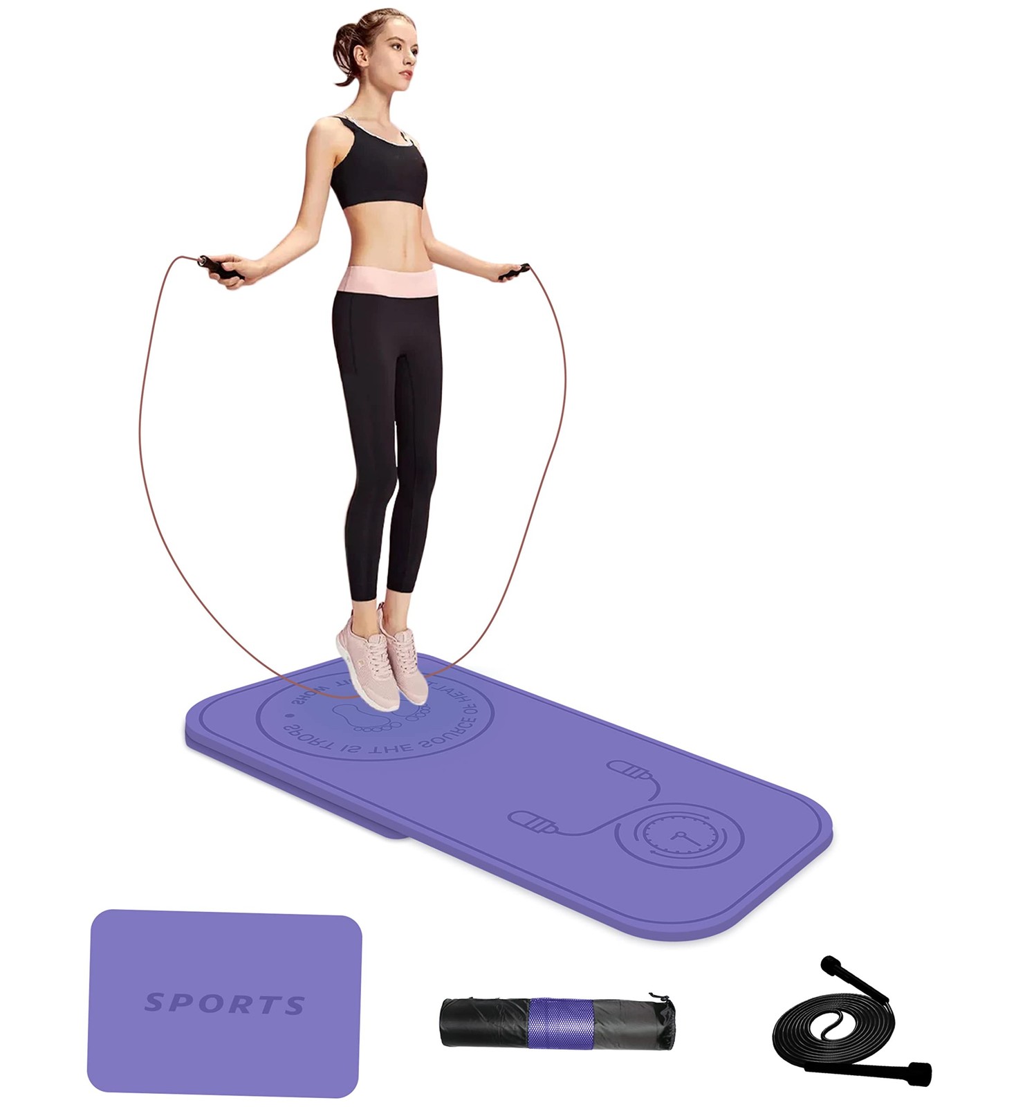 Jump Rope Mat Shockproof Exercise Skipping Mat All-Purpose Extra Thick High D...
