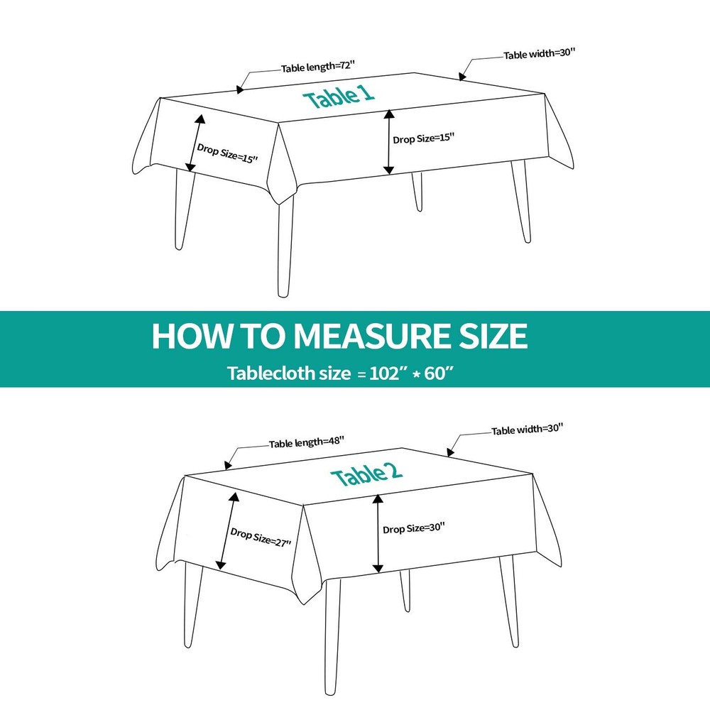 Black Tablecloth 60x102 Inch Rectangular Polyester Wedding Banquet 2 PCS