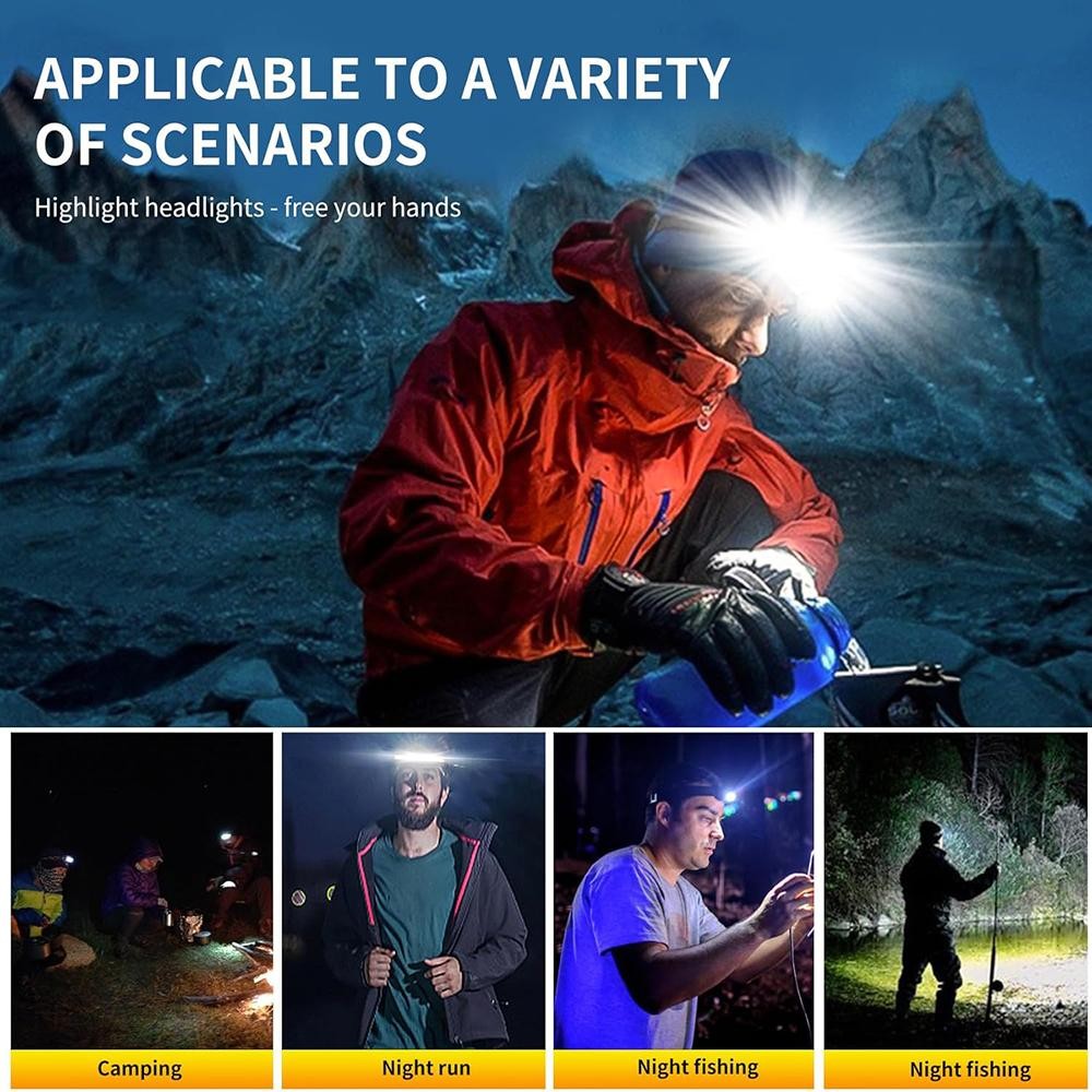 2 Pack LED Headlamp Headlight USB Rechargeable Waterproof Head Light Flashlight