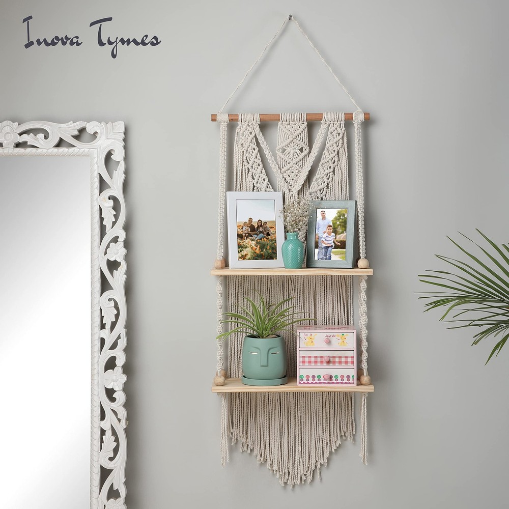 Macrame Wall Hanging Shelf - Boho Shelves Bedroom Decor | Macrame Wall Decor ...