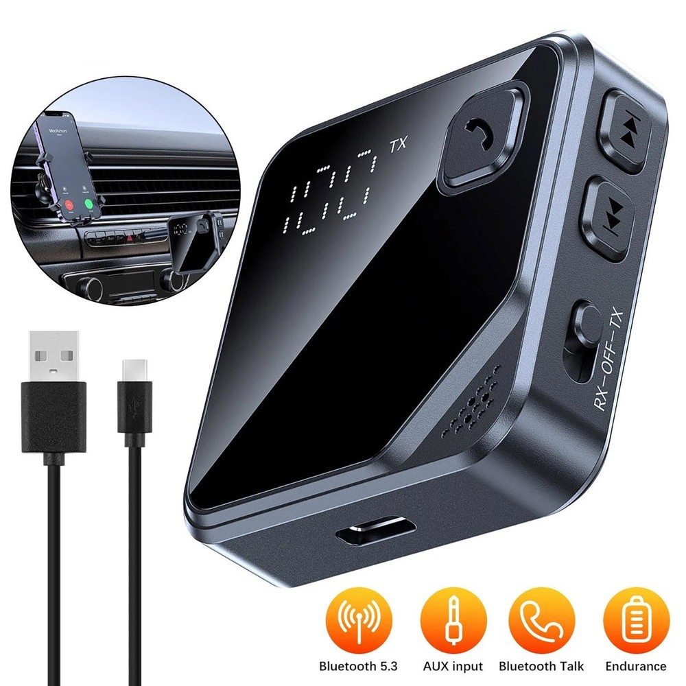 Bluetooth 5.4 Audio Transmitter Receiver for Stereo System Hands-Free Calling