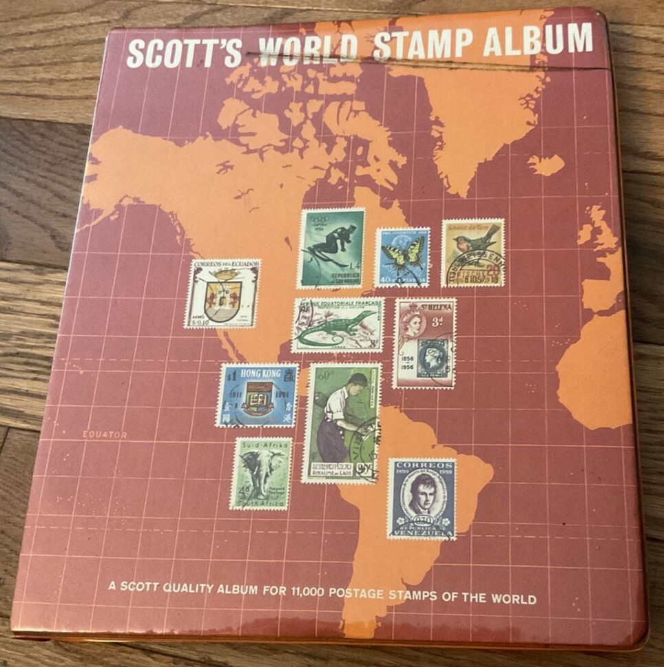 Scott’s World Stamp Album Book Postage Stamp Album 1973/ 4 Stamps Inside/Collect