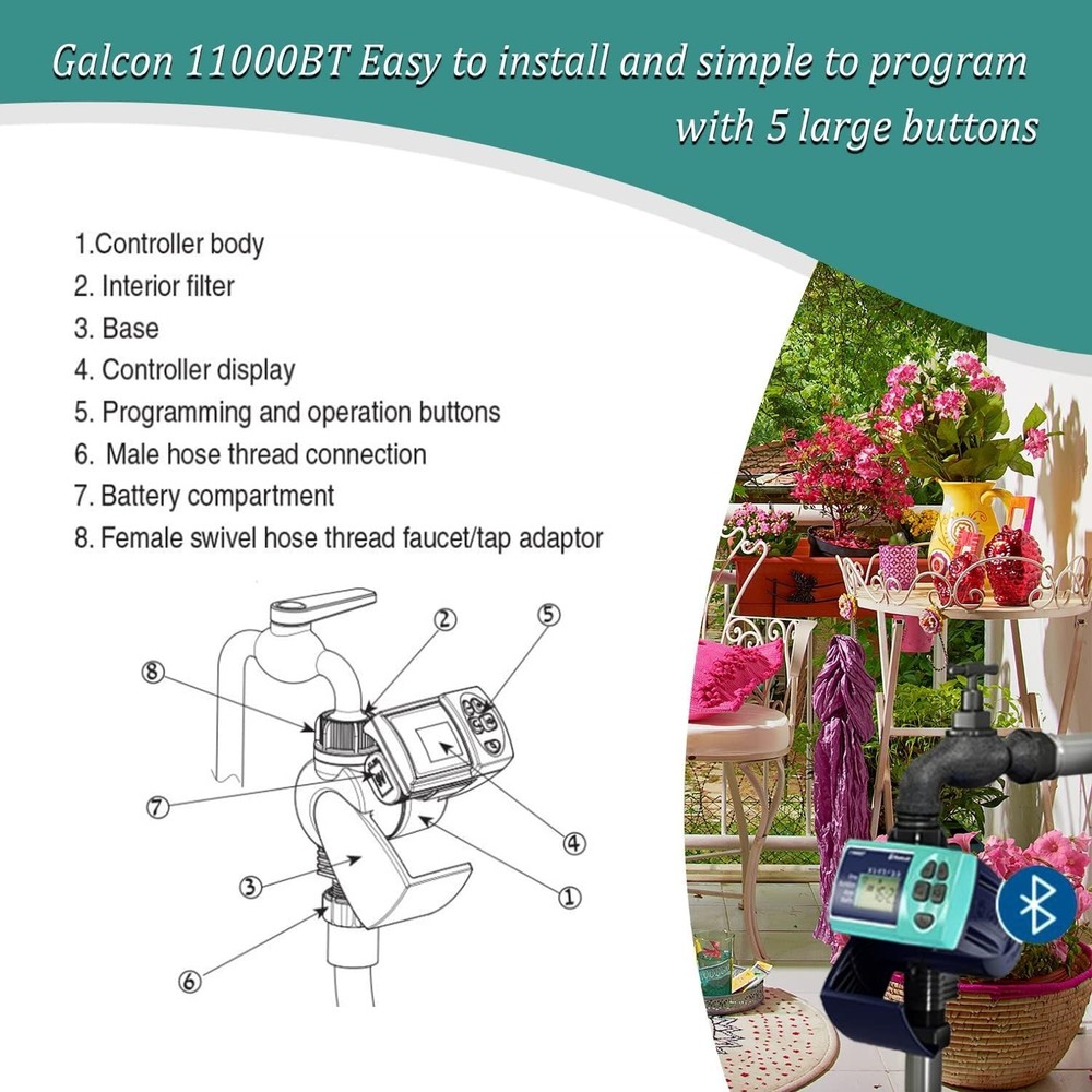 Galcon 11000BT Bluetooth Hose-End Timer – Smart Irrigation Controller for Garden