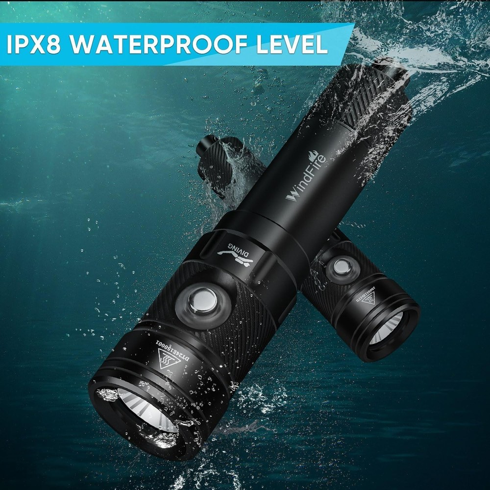 WindFire Dive Lights Scuba Diving Flashlight, Waterproof 262 ft Underwater