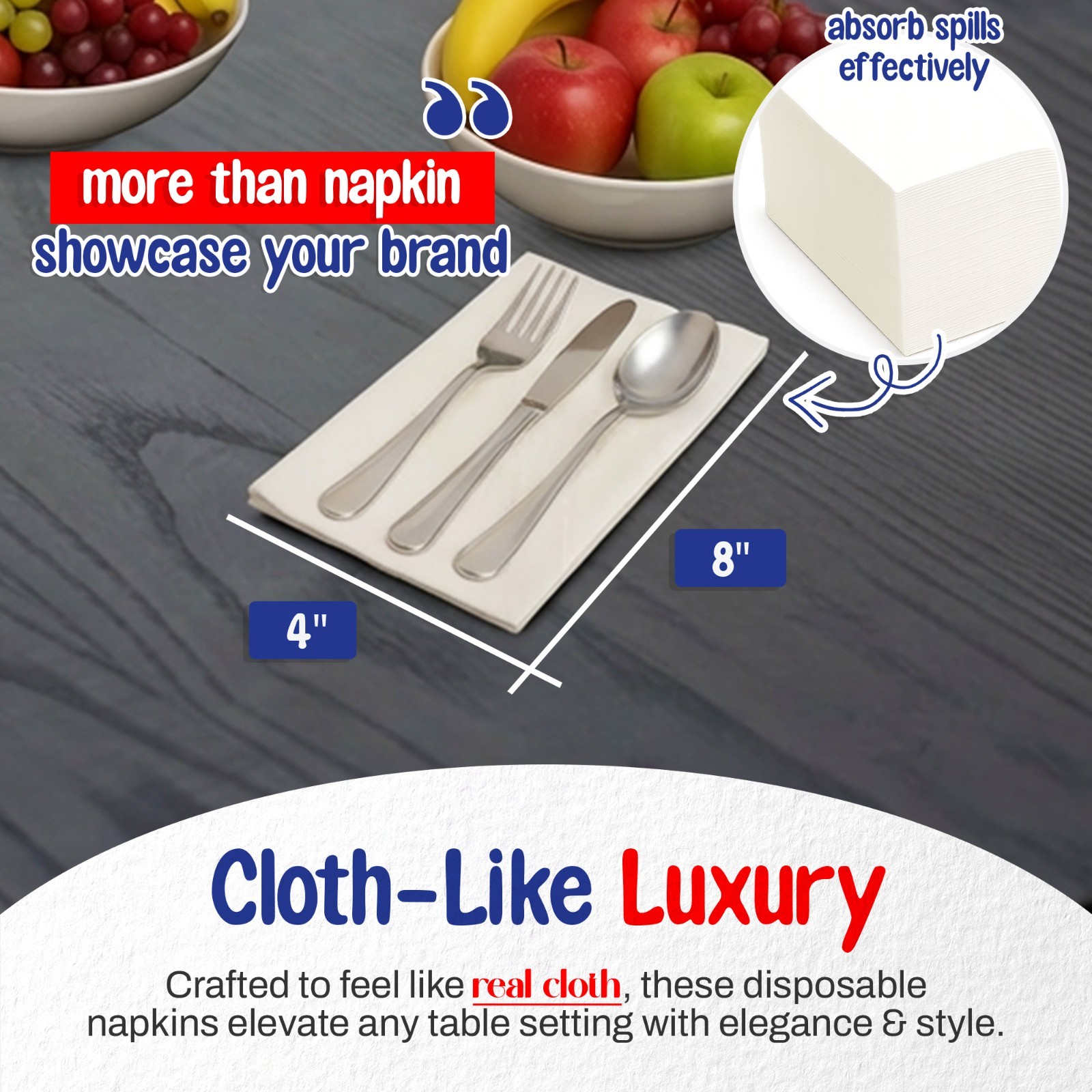 MT Products White Linen-Feel Guest Towels 12"x17" Airlaid Napkins - Pack of 50